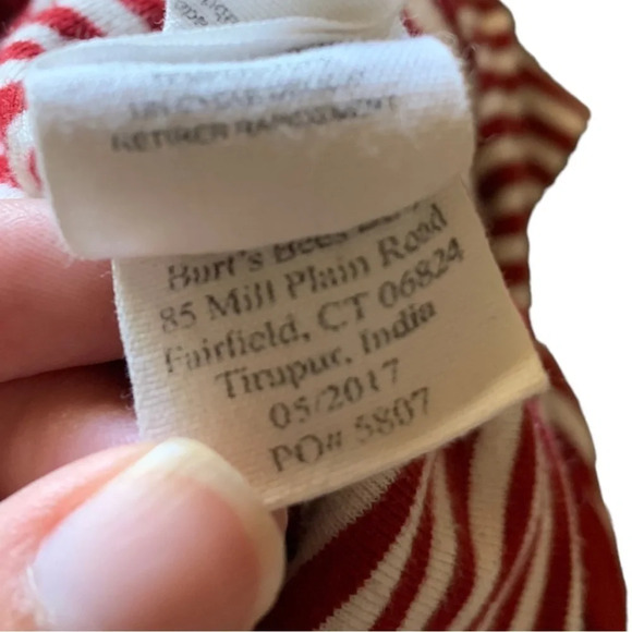 Burt’s Bee’s Baby Women’s Organic Cotton Red/White One  Piece Pajama MEDIUM - Picture 10 of 11